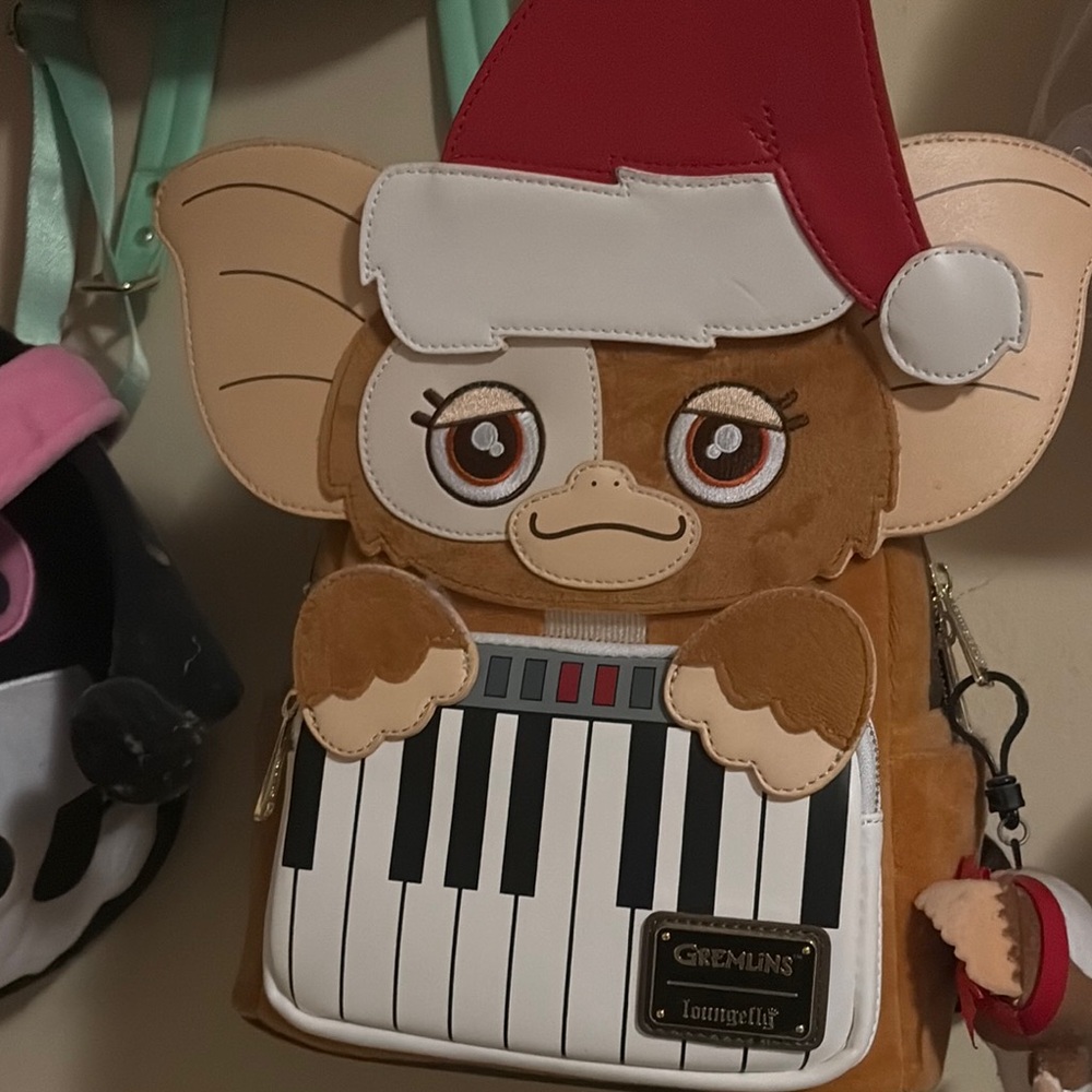 Loungefly Brown and White Gizmo Holiday Backpack